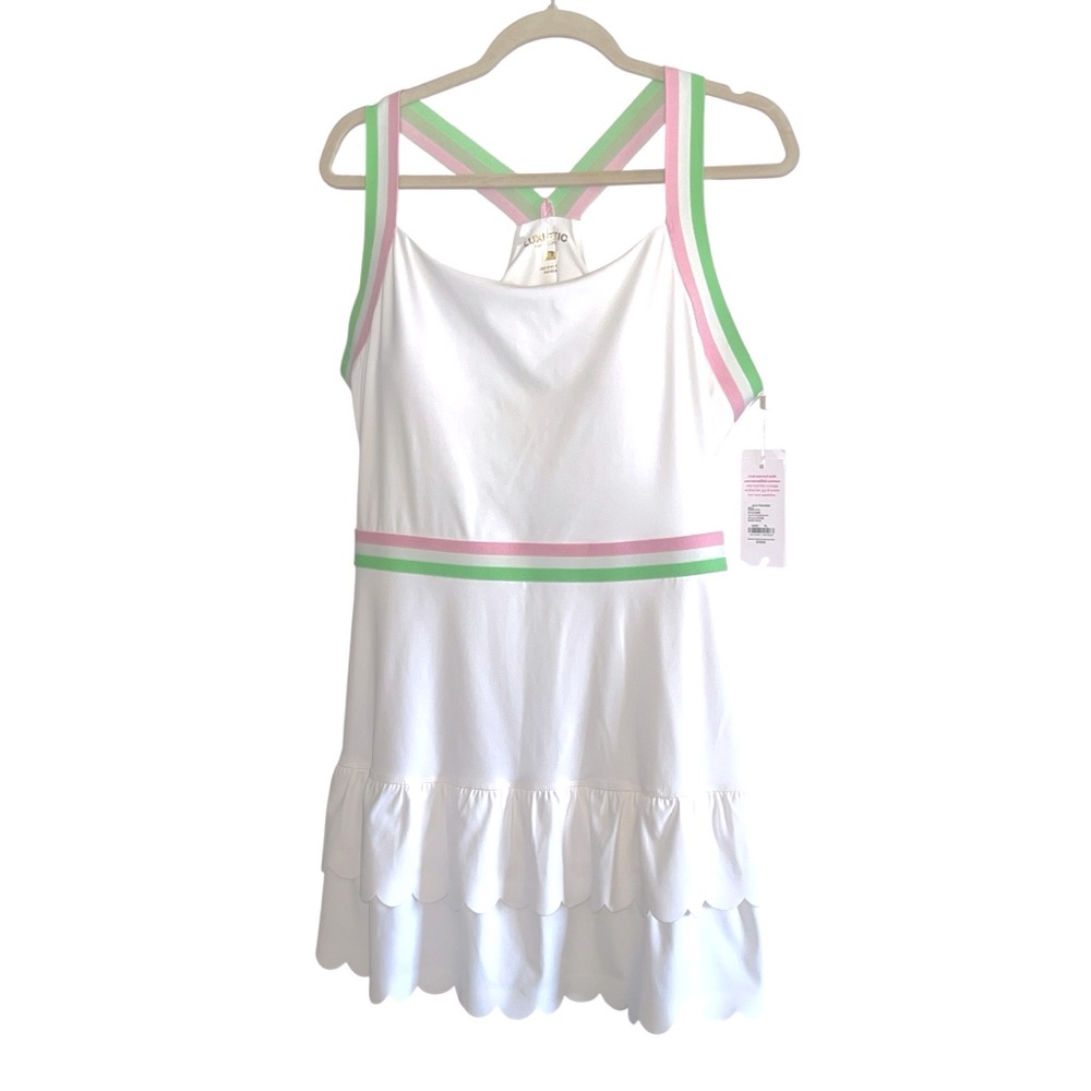 Lilly Pulitzer “Lollo” Luxletic Active Dress Resort White Pink Trim Size XL NWT - Picture 2 of 10